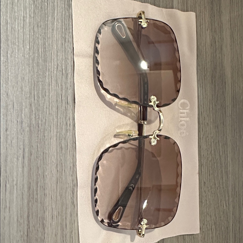 Chloe Gold Rim Brown Gradient Women's Sunglasses
